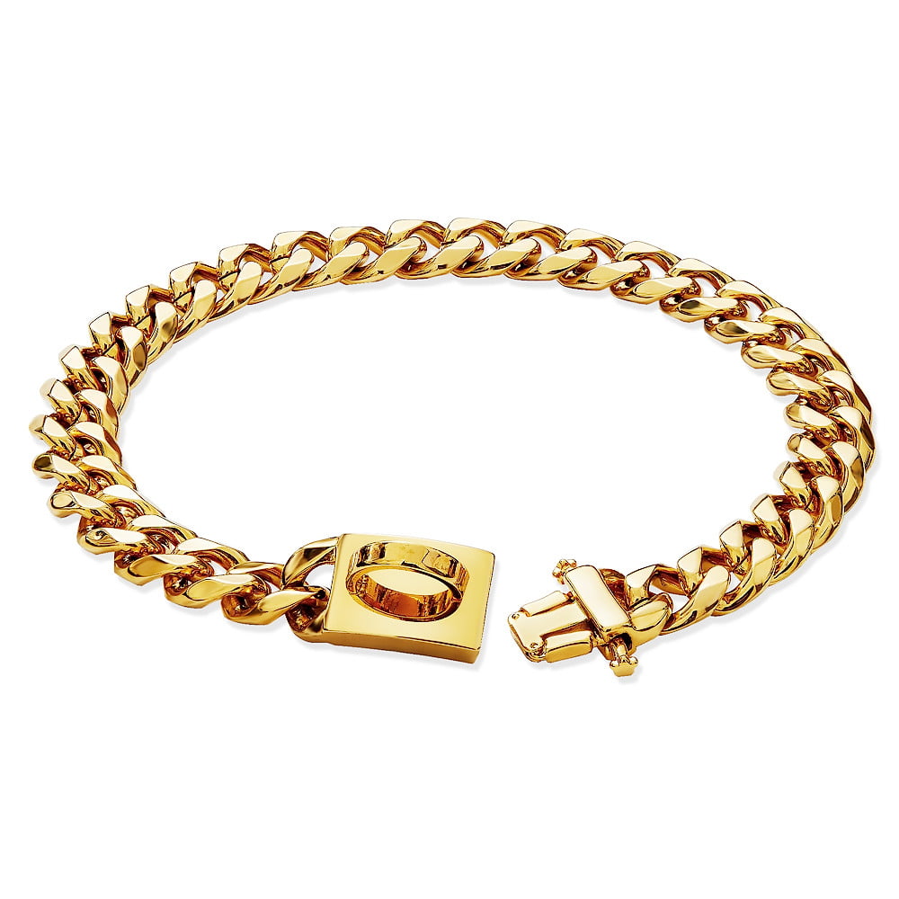 Gold Plated Stainless Steel Big Cuban Chains Dog Collar Choker Necklace for Large Medium Bulldog