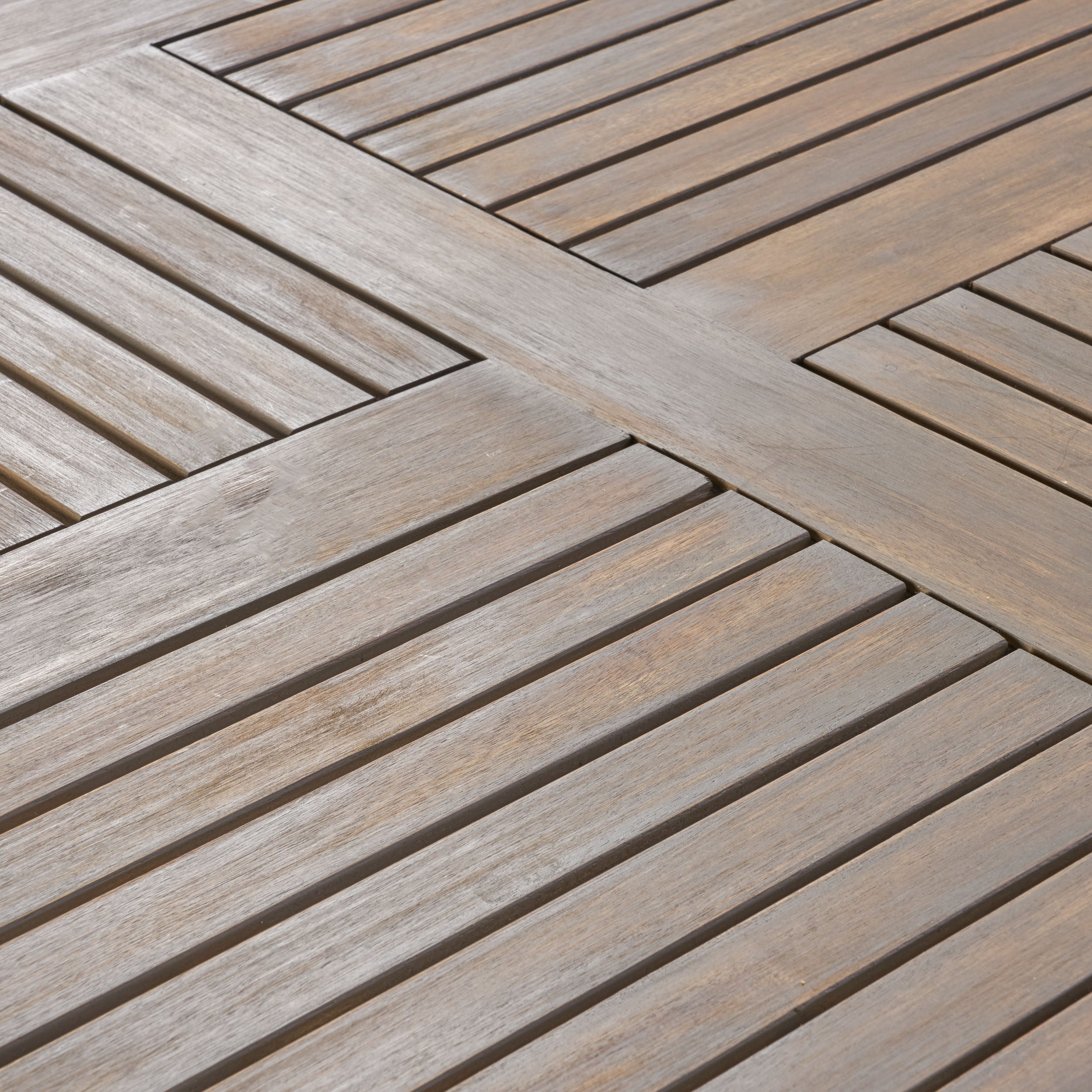 Dahl Outdoor 7 Piece Wood and Wicker Dining Set, Gray Finish and Gray