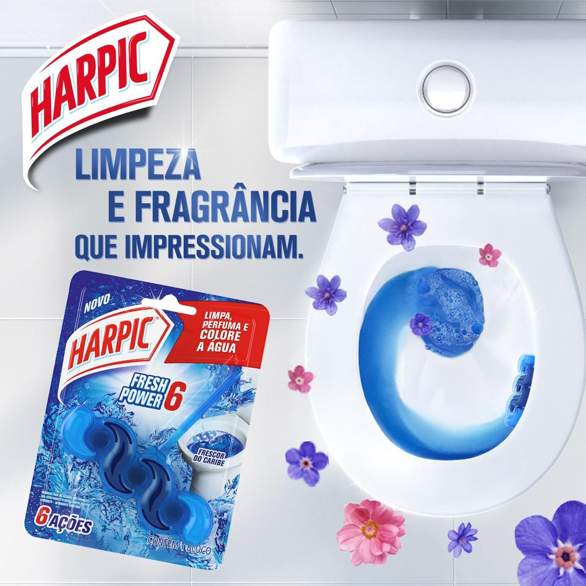 Bloco Sanitario Harpic Fresh Power 6 Frescor do Caribe