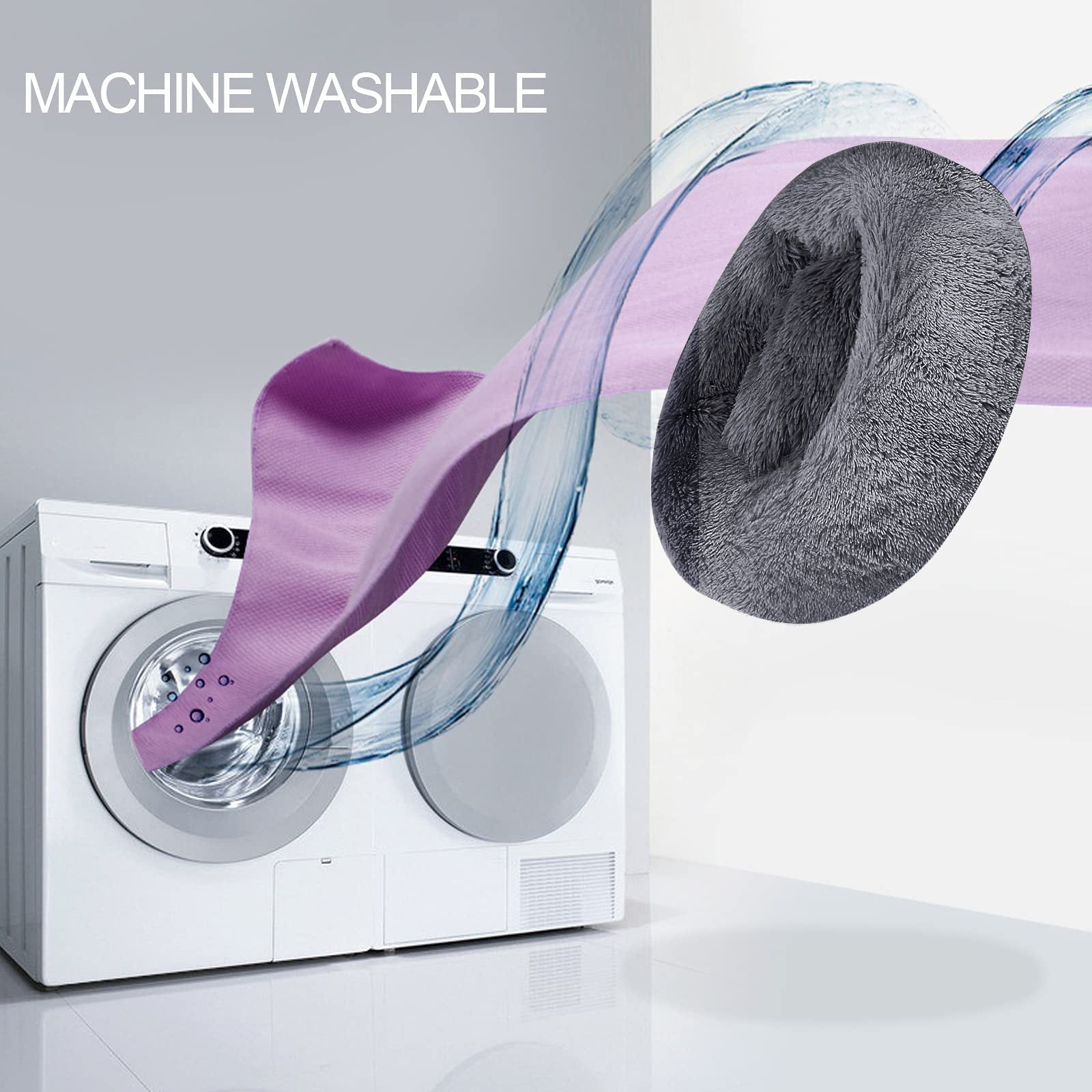 Nisrada Cat Beds for Indoor Cats，20 inch Pet Bed for Small Dogs and Cats， Washable-Round Pet Bed for Puppy and Kitten with Soft Fluffy Warm and Cozy (20 inch， Dark Gray)