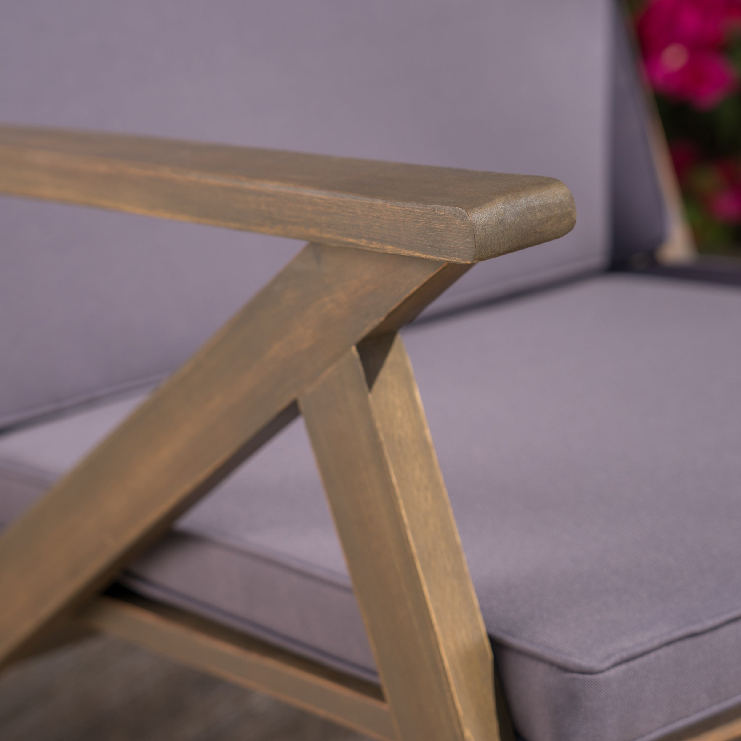 Louise Outdoor Acacia Wood Rocking Chair with Cushion