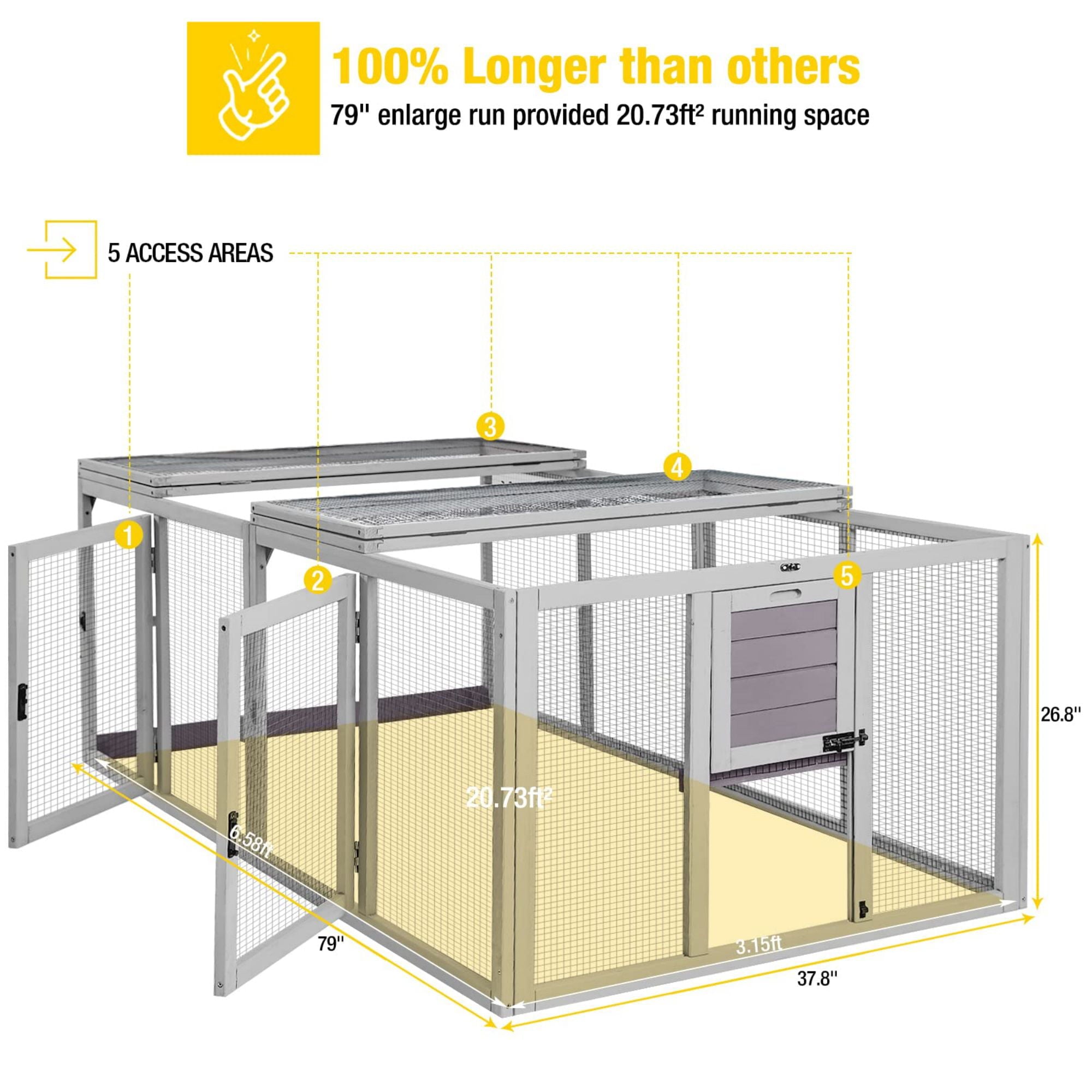 Morgete 20.73 ft² Chicken Coop Extension Chicken Run Large Chicken Pen Rabbit Enclosure Duck House