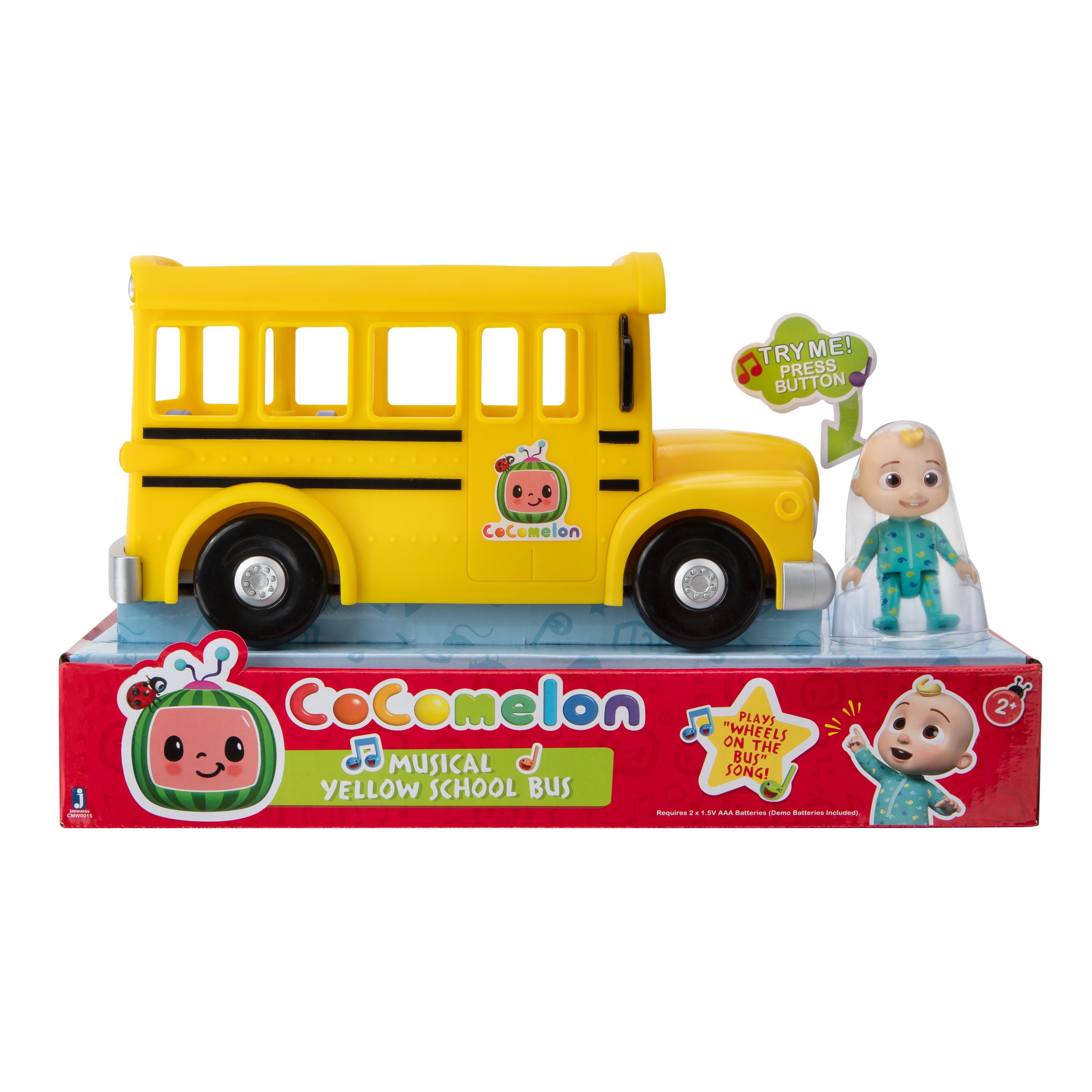 CoComelon Official Yellow JJ School Bus with Sound， 10IN Feature Vehicle with 3in Figure