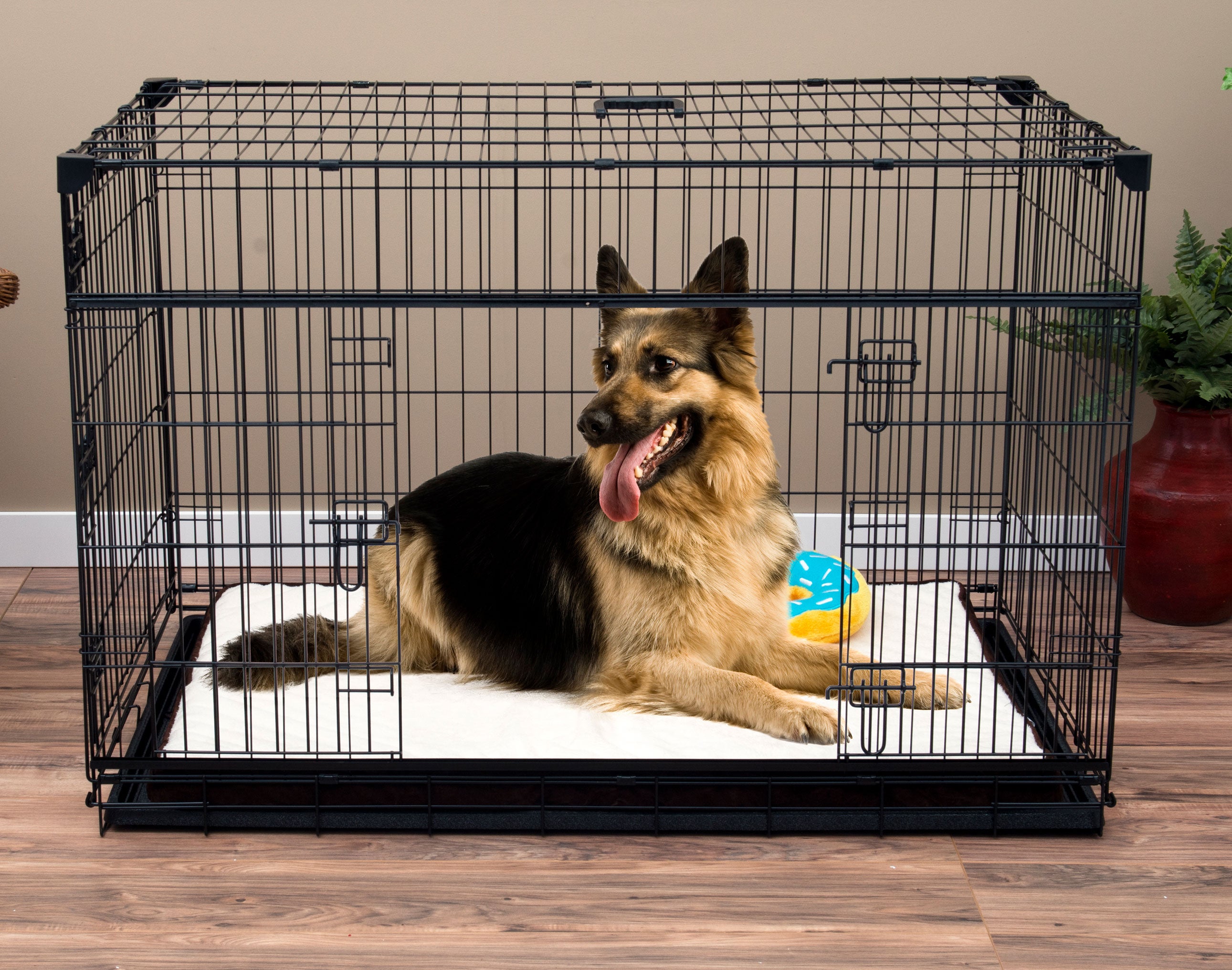 Lucky Dog Sliding Double-Door Dog Crate， X-Large， 48