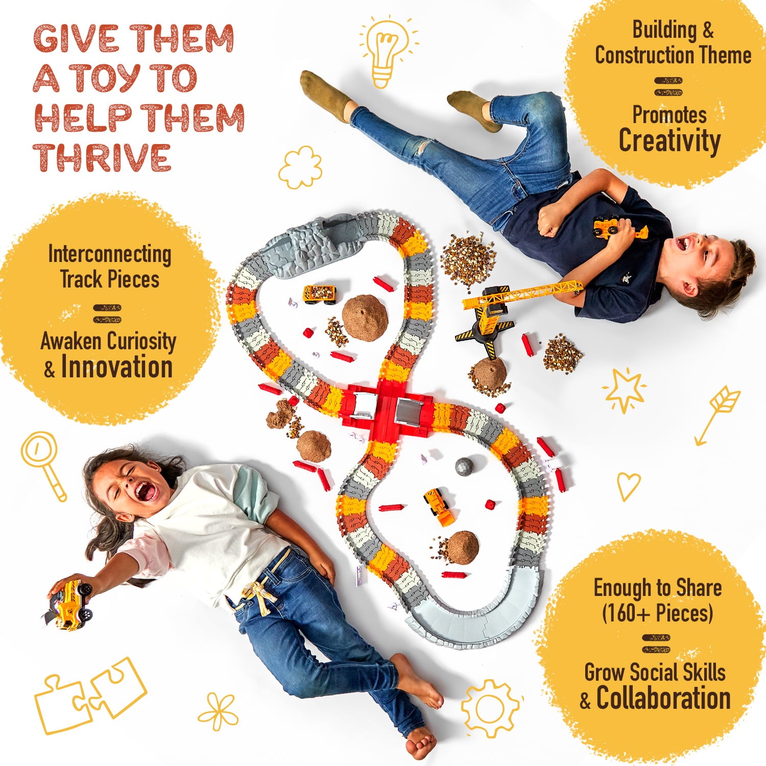 JitteryGit Truck Construction Race STEM Car Track Toy for Kids | Toy Trucks Gift for Boys Girls Toddlers Ages 3 4 5 6 7