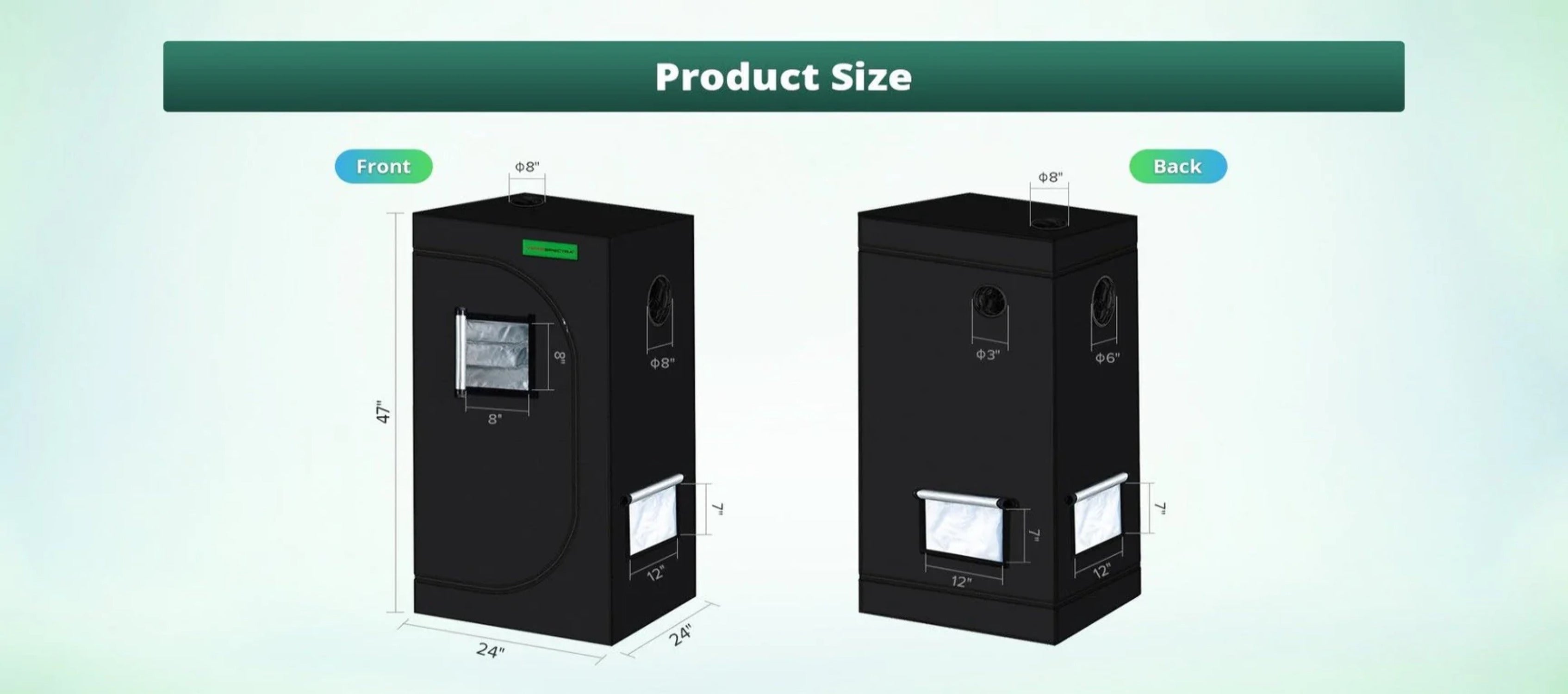 ViparSpectra Mylar Hydroponic Grow Tent 24”x24”x48”