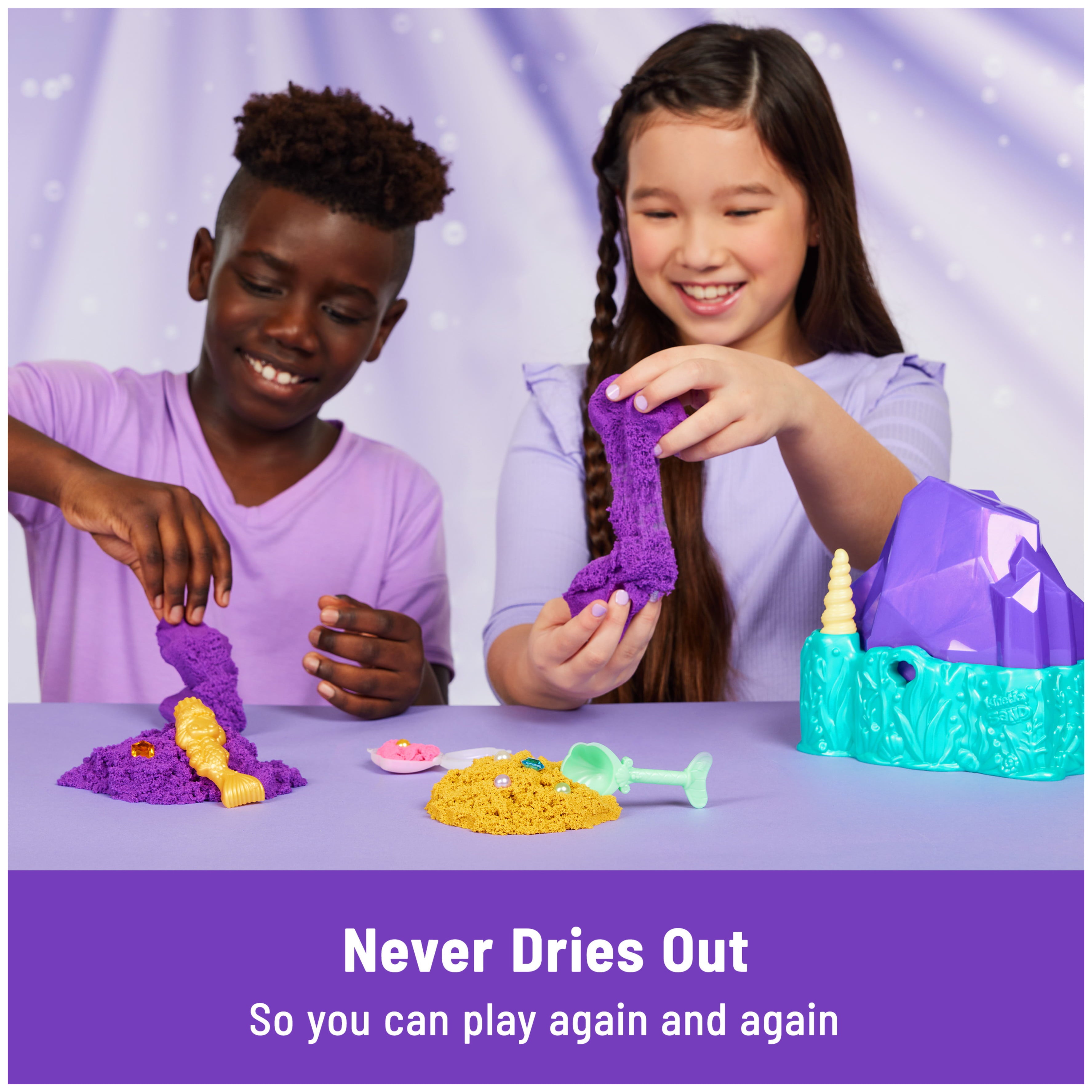 Kinetic Sand, Mermaid Crystal Playset, with Tools and Storage