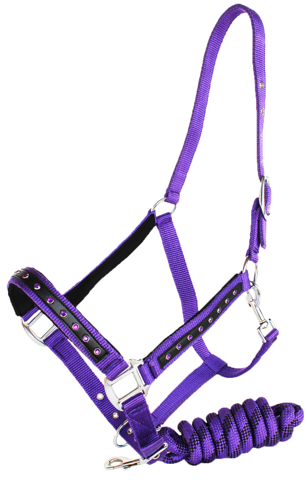 Nylon HALTER Lead Rope Tack Noseband Purple Horse Tack Bling Rodeo 60699
