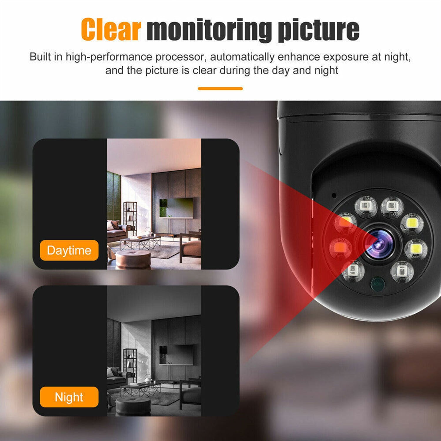 Xhy Light Bulb Security Camera Home Outdoor， 360° 1080P E27 Light Socket Camera for Home Security Wi-Fi IR Night Smart Home Wireless Camera