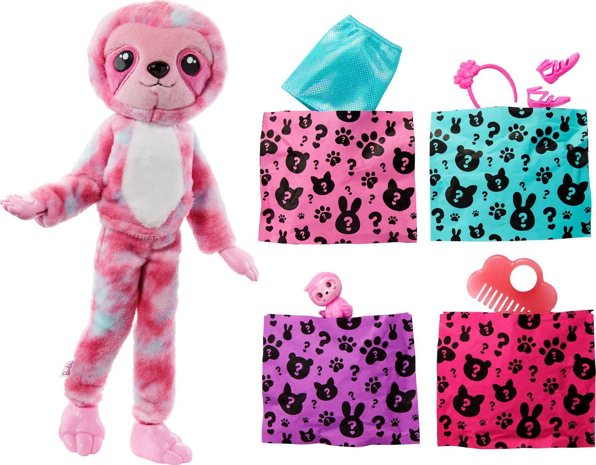 Barbie Cutie Reveal Fantasy Series Fashion Doll with Sloth Plush Costume, Mini Pet & Accessories