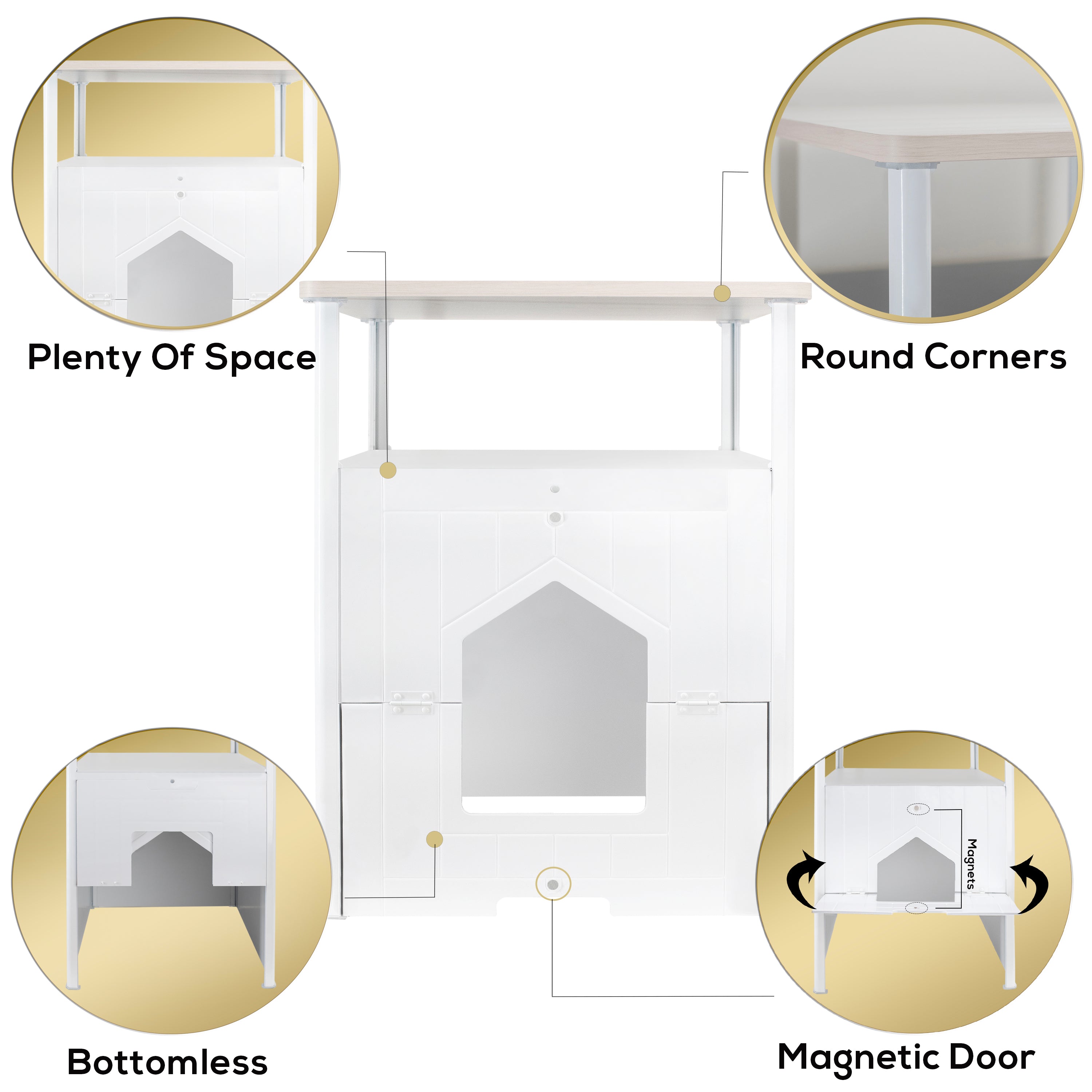 Palram Pets Max Tall Cat Litter Box Nightstand Enclosure White