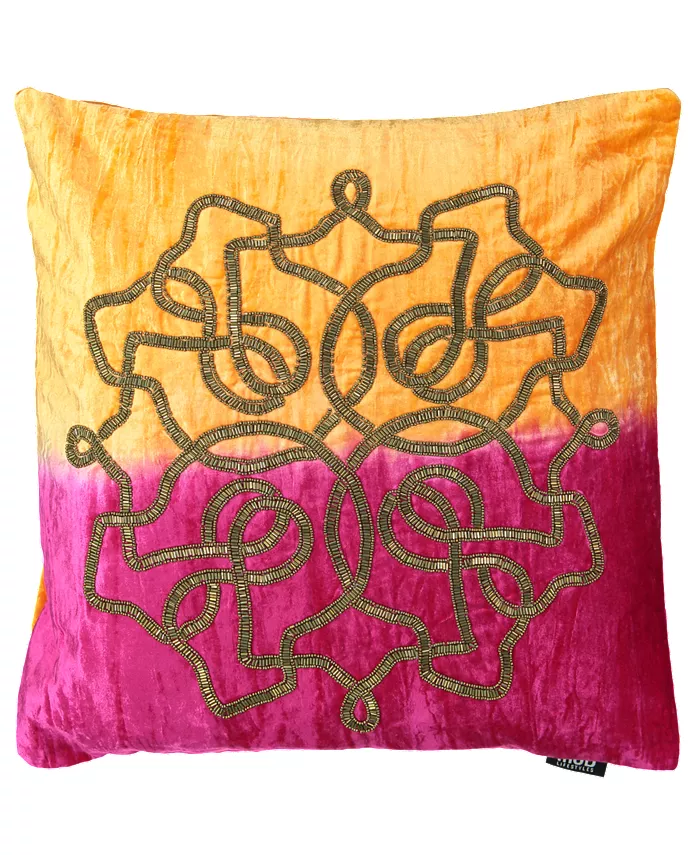 Mod Lifestyles Mystical Morocco Collection Ombre Velvet Damask Beads Embroidery Pillow， 20