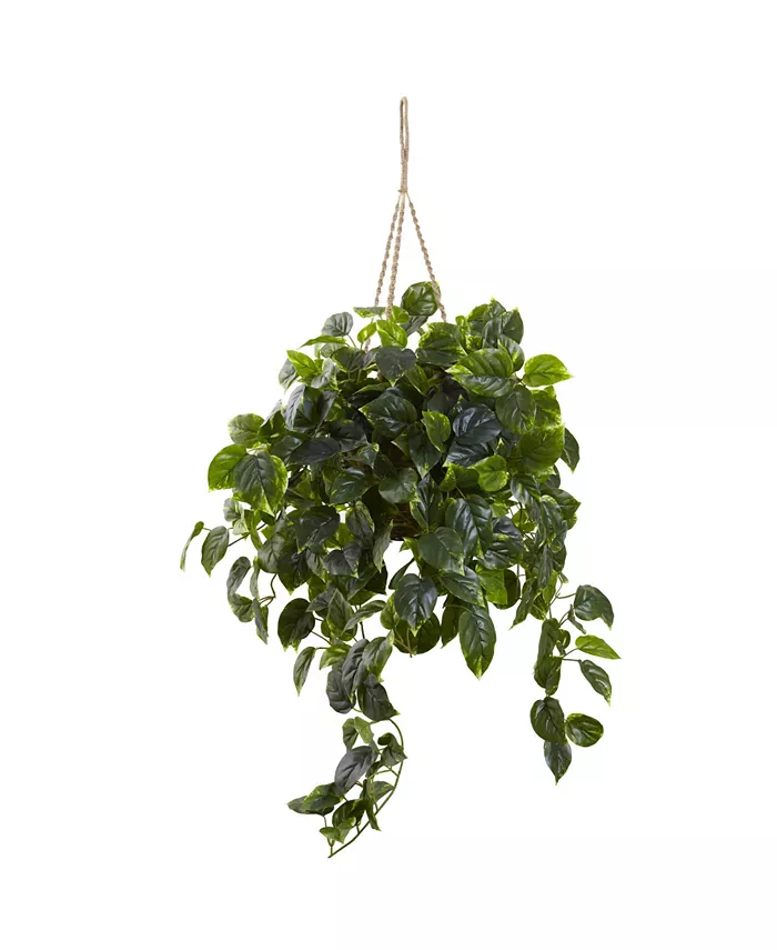 Nearly Natural Pothos UV-Resistant Indoor Outdoor Artificial Plant Hanging Basket