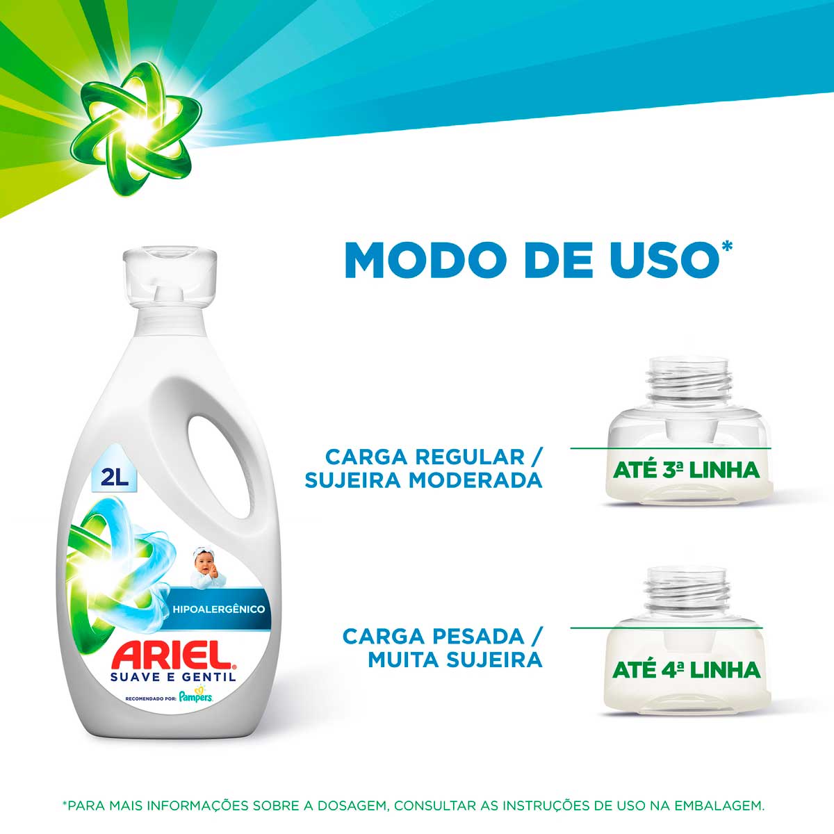 Sabao Liquido Ariel Suave e Gentil 2L