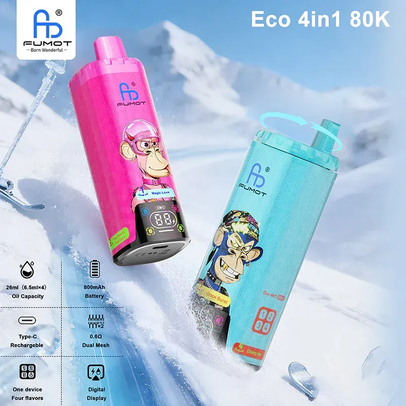 🔥 Fumot Eco 4-in-1 80K Puffs 💨Four Flavours. One Device Disposable Vape
