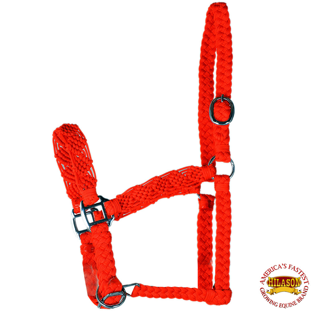 72DL Hilason Premium Flat Braided Paracord Horse Halter Red