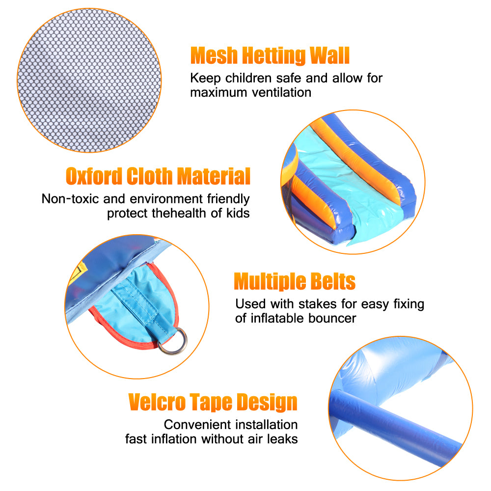 Topcobe Inflatable Bounce House for kids， Castle Jumper Bouncer Castle with Water Slide Pool， Climbing Wall， Large Jumping Area