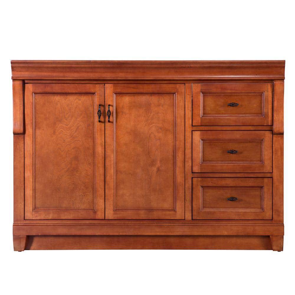 Home Decorators Collection Naples 48 in W Bath Vanity Cabinet Only in Warm Cinnamon with Right Hand Drawers