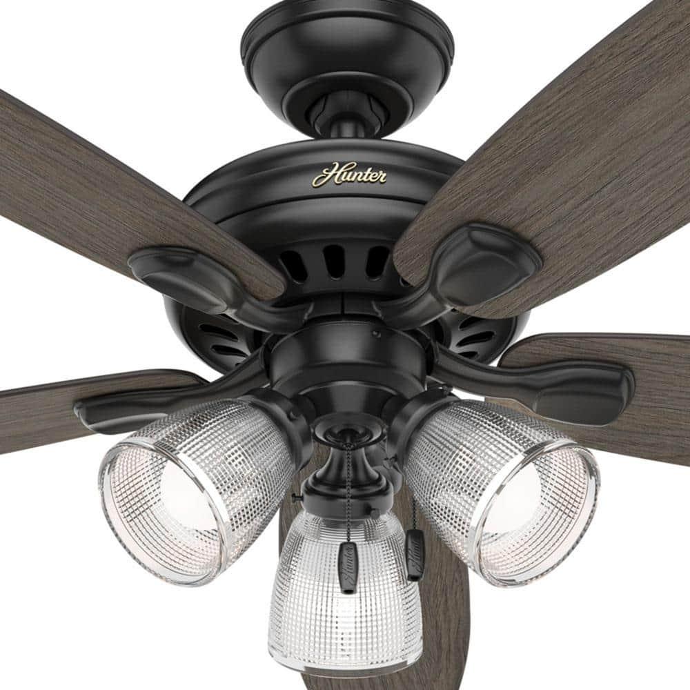 Hunter Highbury II 52 in LED Indoor Matte Black Ceiling Fan with Light Kit
