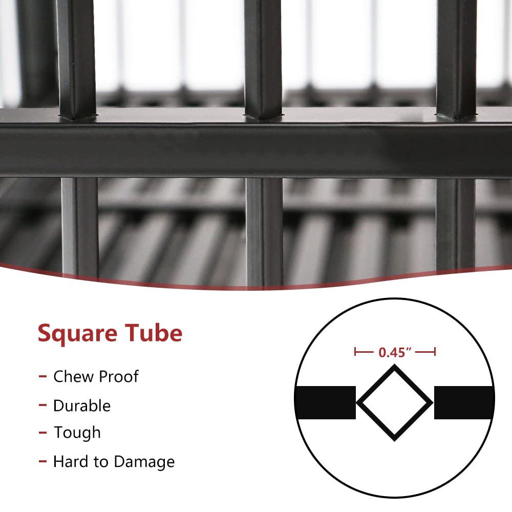 SMONTER 38 Inch Heavy Duty Dog Crate - Indestructible Dog Crate for Large Dog Strong Metal Dog Kennel Training Dog Cage Easy to Assemble Pet Playpen with Wheels Double Doors Removable Tray， Black