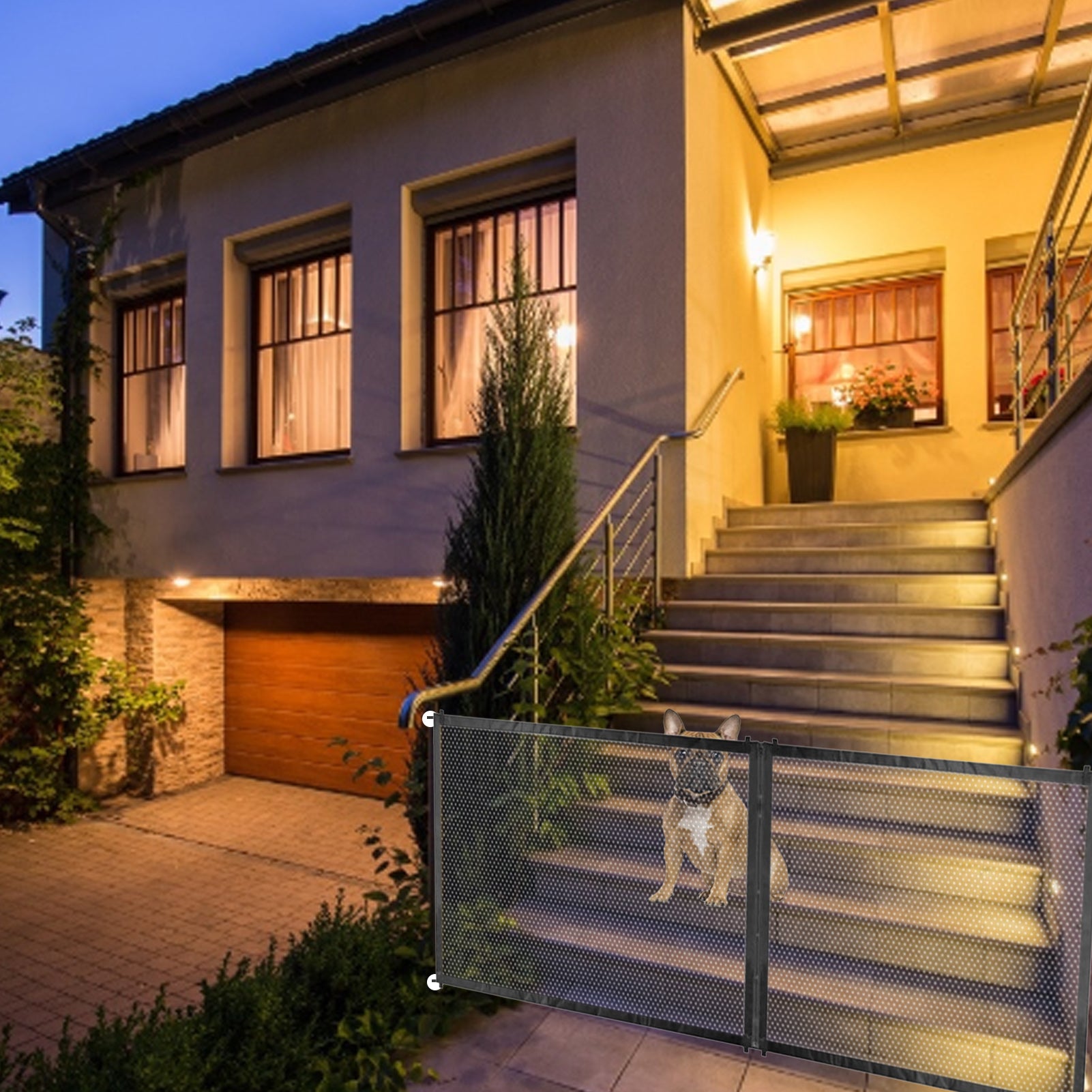 Zipper Mesh Dog Gate Safety Baby Fence Adjustable 3 Sizes Portable Folding Pet Gate for Stairs and Doors