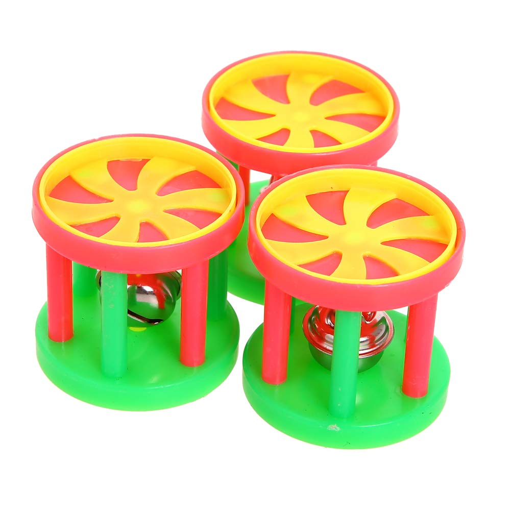 QBLEEV Bird Roller Rattles Toys， Parrot Foot Toys， Foraging Chewing Bell Training Trick Toys， Birds Play Gym Activity Center Cage Accessories for Small Parrots-3 Pack