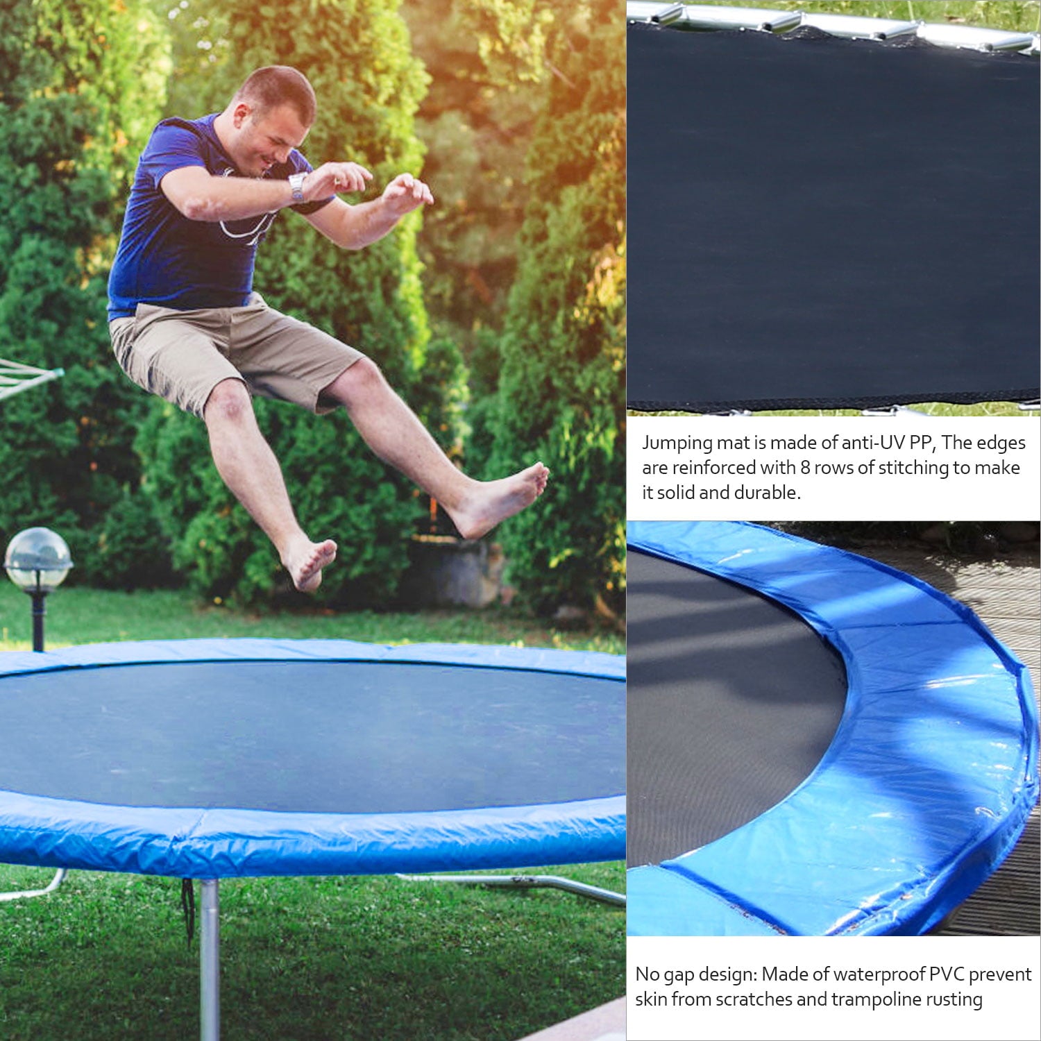 2023 Upgraded Trampoline for Kids Adults， Seizeen 12FT Trampoline W/Enclosure Net for Outdoor， New Curved Poles Trampoline with Thickened Spring Pad Max 570LBS， Heavy-Duty Trampoline Strong Rebound