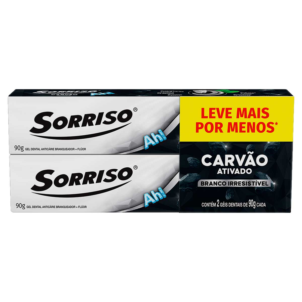 Kit Gel Dental Carvao Ativado Sorriso Branco Irresistivel 2 Unidades 90g Cada Leve Mais Pague Menos