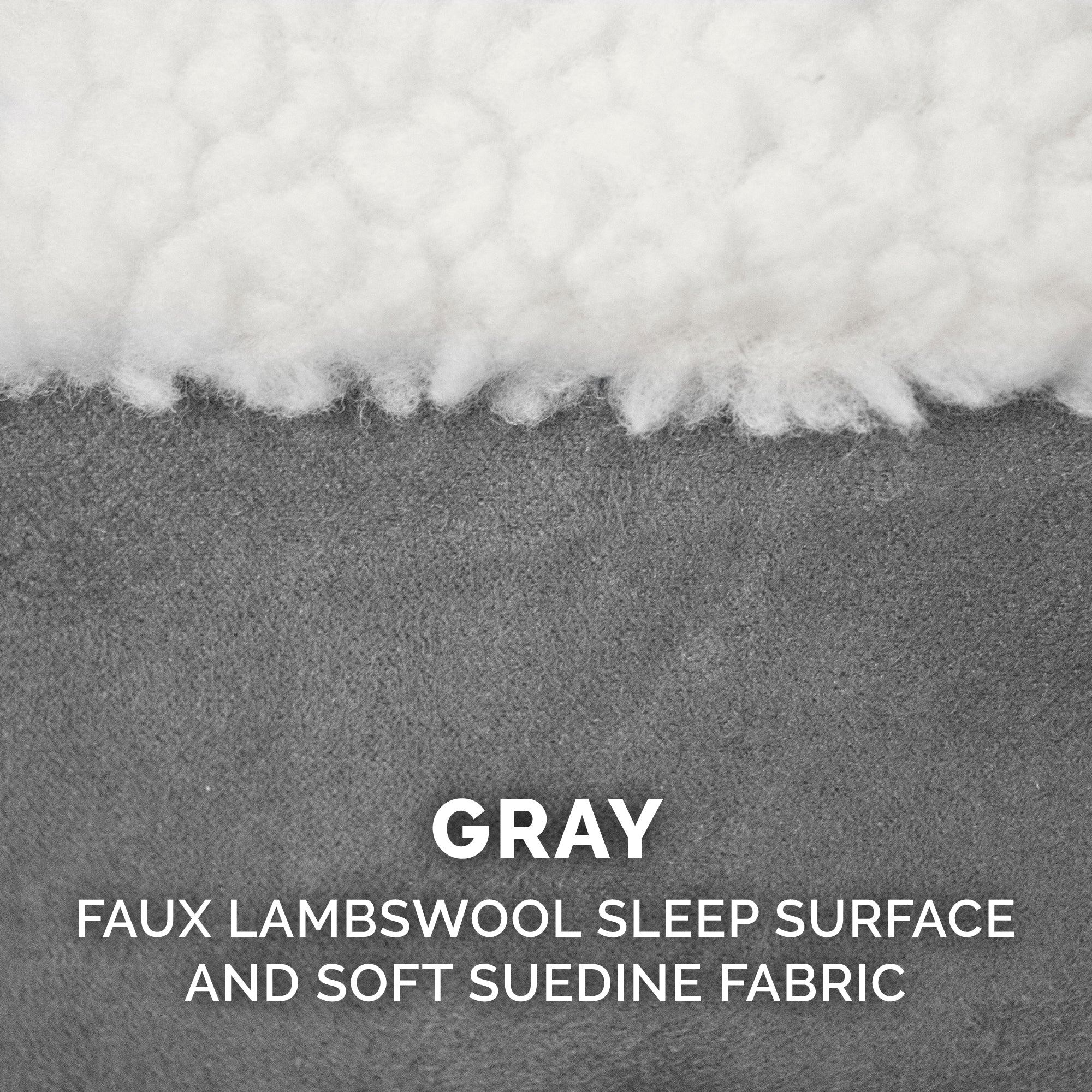 FurHaven | Orthopedic Faux Sheepskin and Suede Oval Pet Bed for Dogs and Cats， Gray， Medium