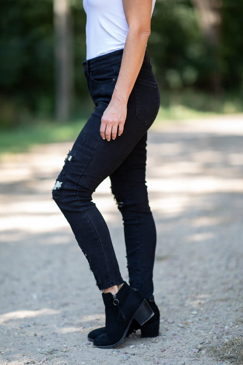 Judy Blue Black Animal Print Patch Jeans