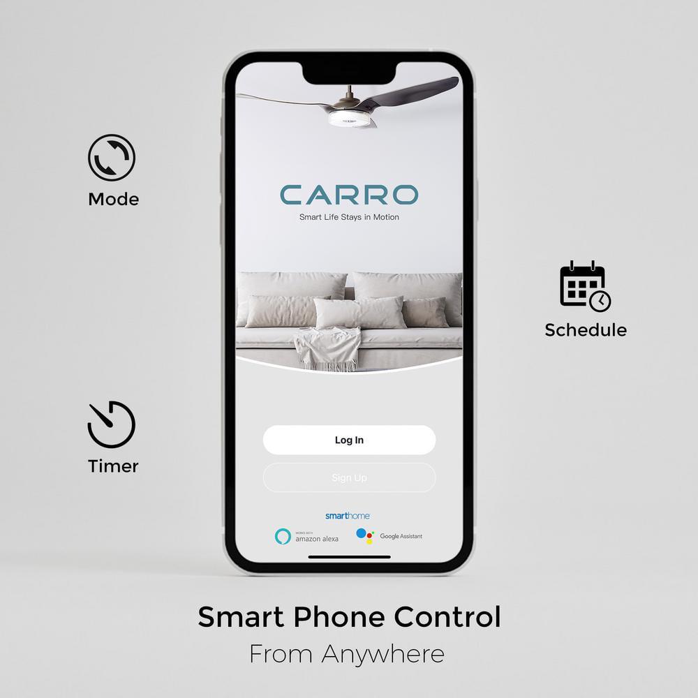 CARRO Striver 52 in Integrated LED IndoorOutdoor White Smart Ceiling Fan with Light and Remote Works with AlexaGoogle Home