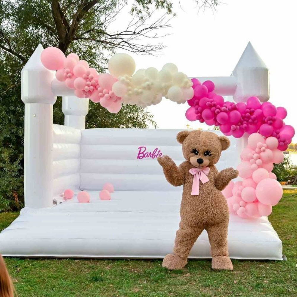 Inflatable White Bounce House with Air Blower Jumper Bouncy Castle for Wedding Party Inflatable Bouncer with Blower 10*10*8ft(3*3*2.5m)