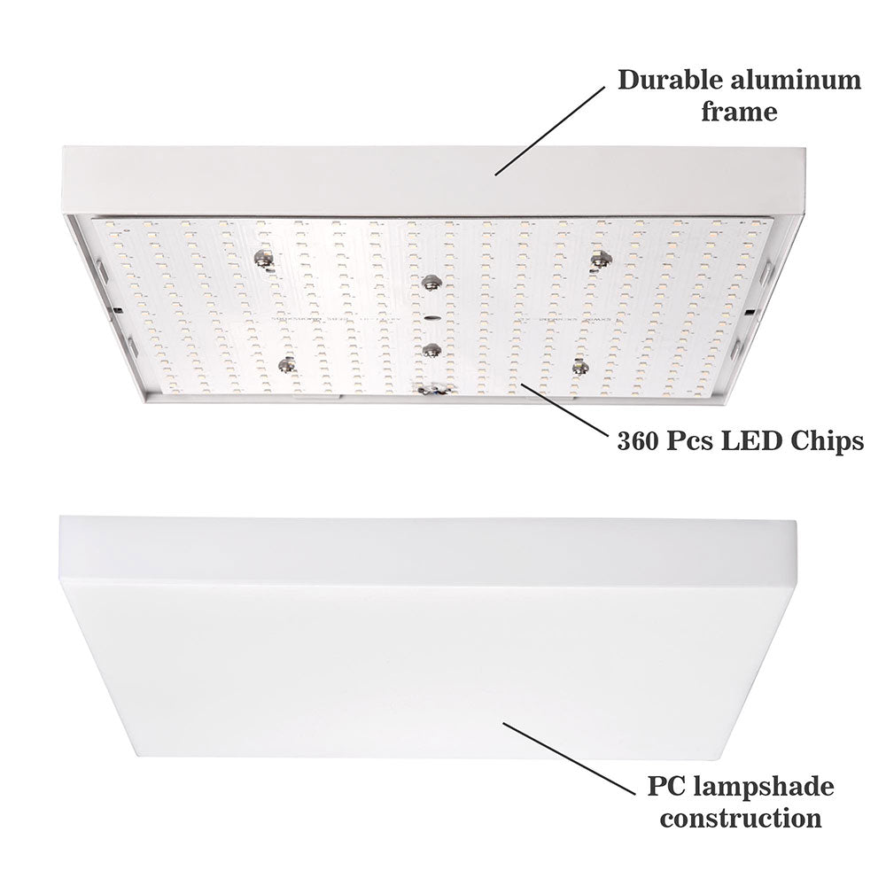 Yescom Kitchen Ceiling Light Square Dimmable Flush Mount w/ Remote 36W