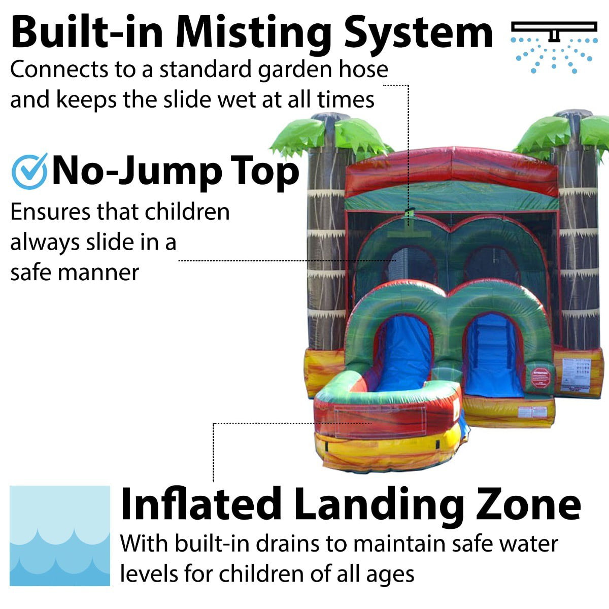 TentandTable Commercial Inflatable Water Slide， Bounce House and Slip and Slide Trio