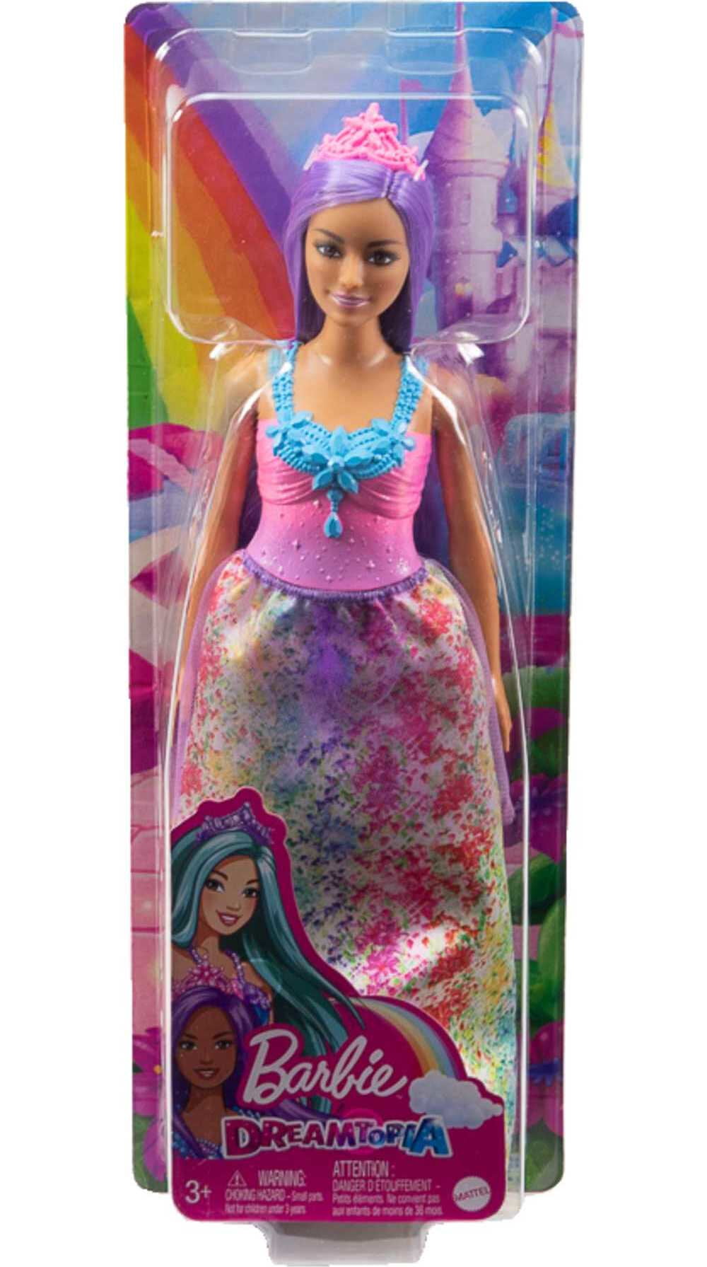 Barbie Dreamtopia Princess Doll & Accessories, Curvy Body, Purple Hair, Skirt, Necklace & Tiara