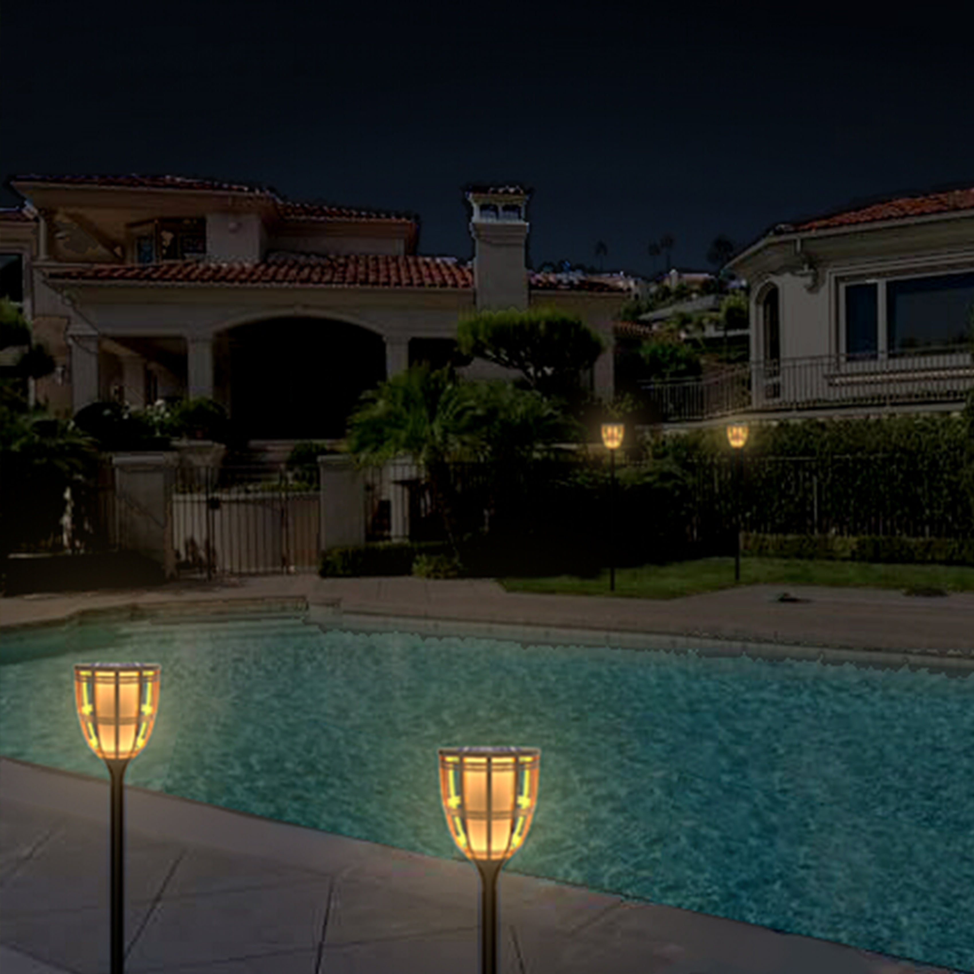 Techko Solar 3-in-1 Multi-Functional Torch Lights -  Flame or Still Lighting (2 Pack)