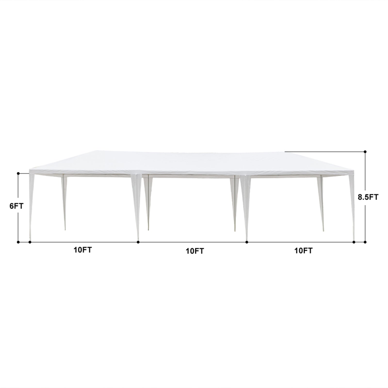 Tenozek 10 x 30 ft White Party Tent Outdoor Gazebo Canopy Tent Wedding Tent with 7 Removable Sidewalls