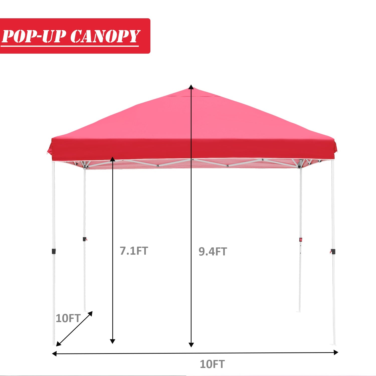 Ainfox 10' x 10' Pop up Canopy Tent Outside Canopy, One Push Tent Canopy with Wheeled Carry Bag, Extra 8 Stakes and 4 Ropes,Red