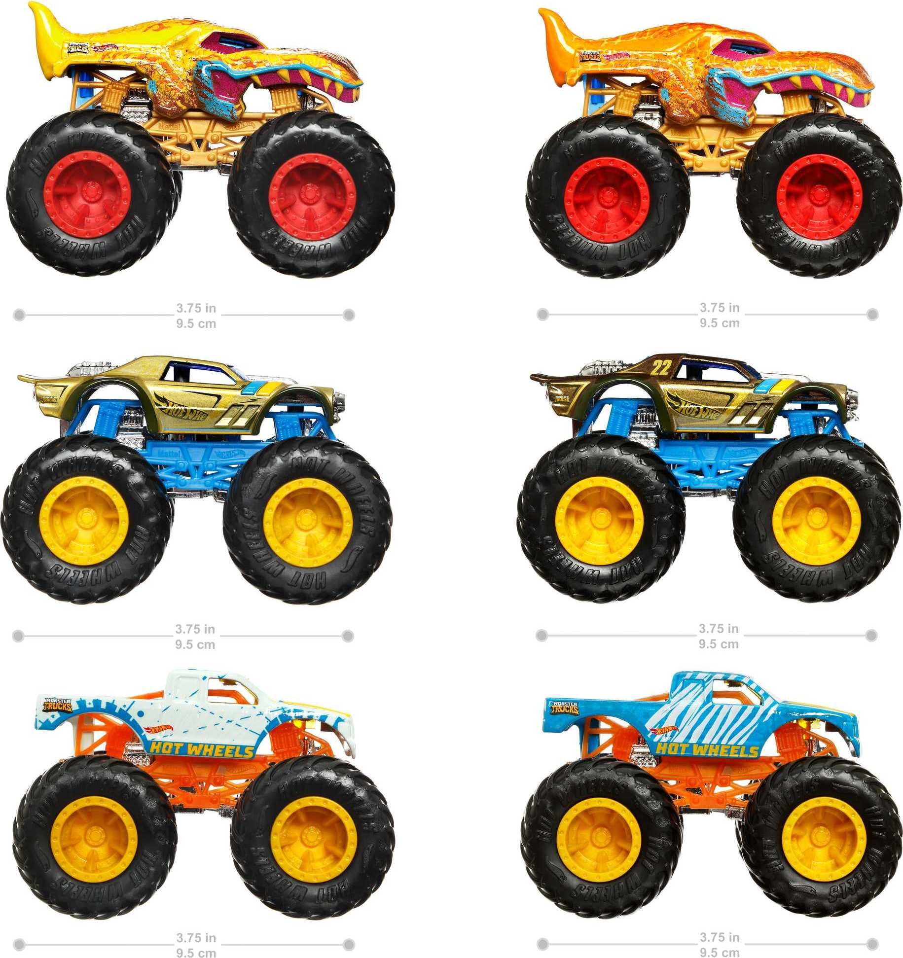 Hot Wheels Monster Trucks Set of 3 1:64 Scale Color Shifters Toy Trucks (Styles May Vary)