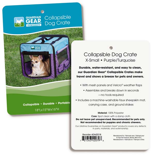 Collapsible Dog Crate Portable Pet Travel Colorful Mesh Panel Window Choose Size (XSmall 18”L x 15”W x 16”H (Purple/Turquoise))