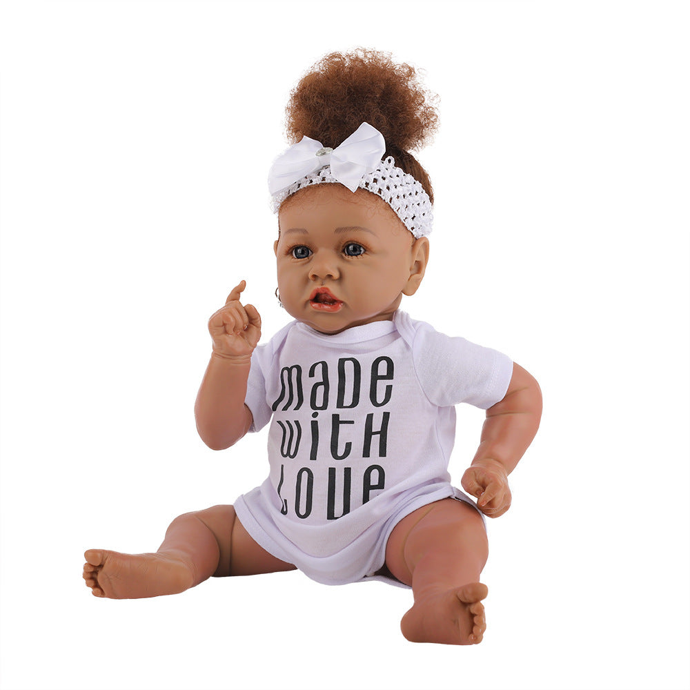 21.65" 55cm Black skin Reborn Realistic Baby Dolls Full Body Silicone Realistic Alive Simulation Doll Gift