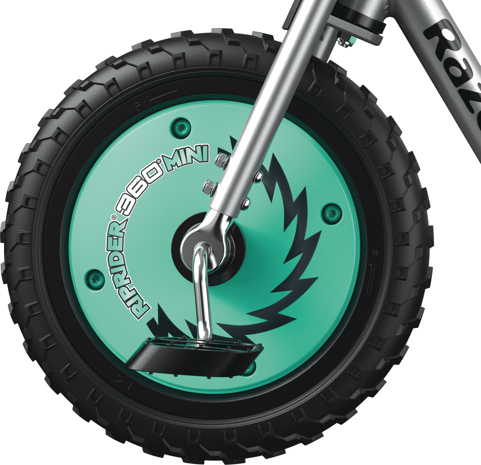 Razor RipRider 360 Mini - Teal， 360 Degrees Caster Tricycle， Dual Inclined Rear Casters， Durable Welded Steel， Adjustable Bucket Seat