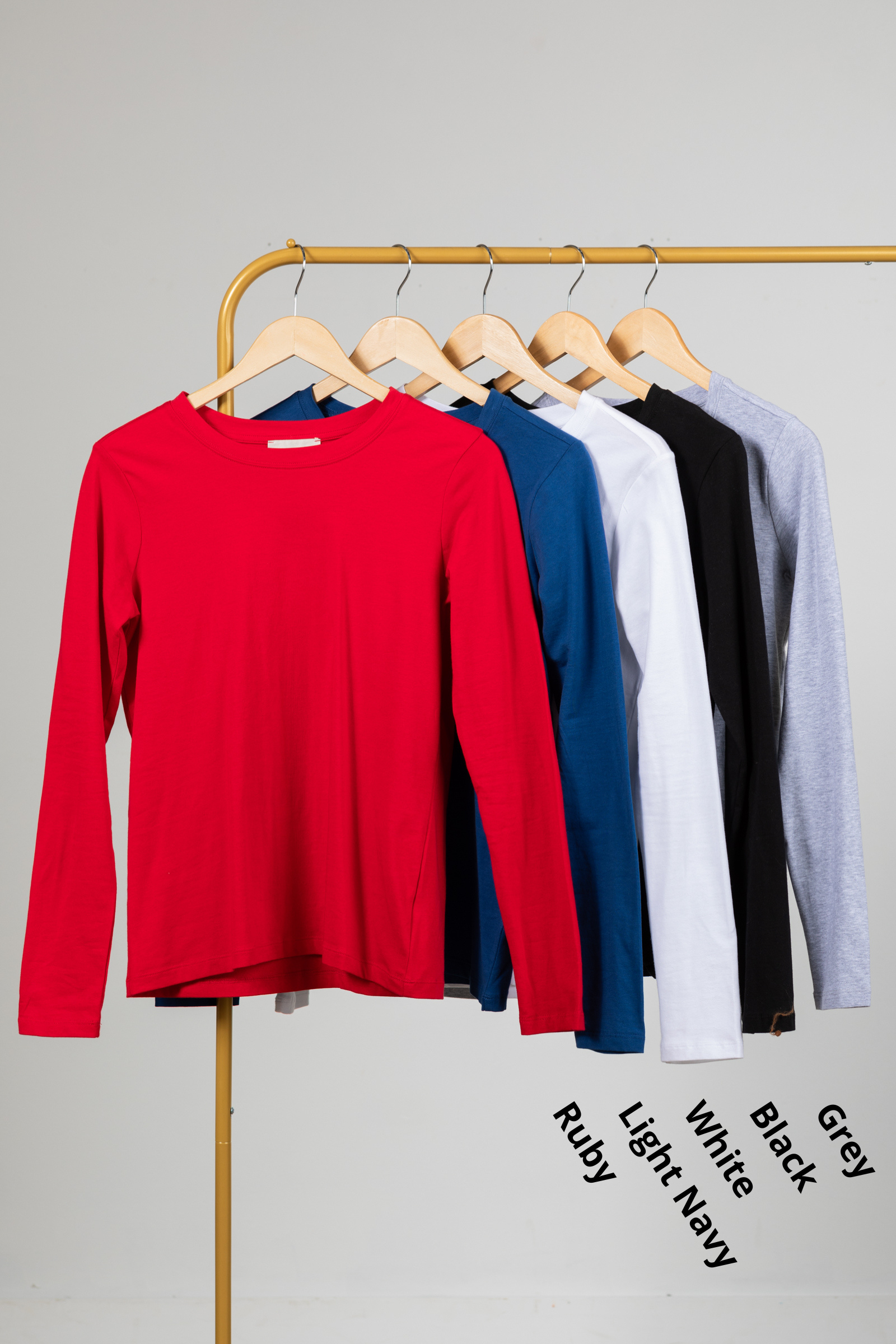 Cotton Crewneck Long Sleeve Knit Top