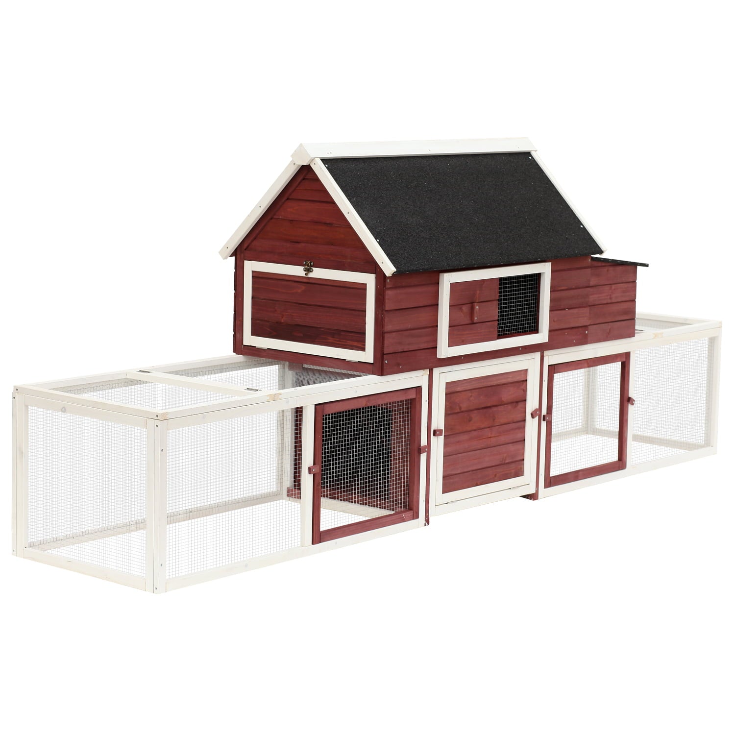 Pawhut Wooden Customizable Backyard Chicken Coop With Nesting Box and Runs， 114