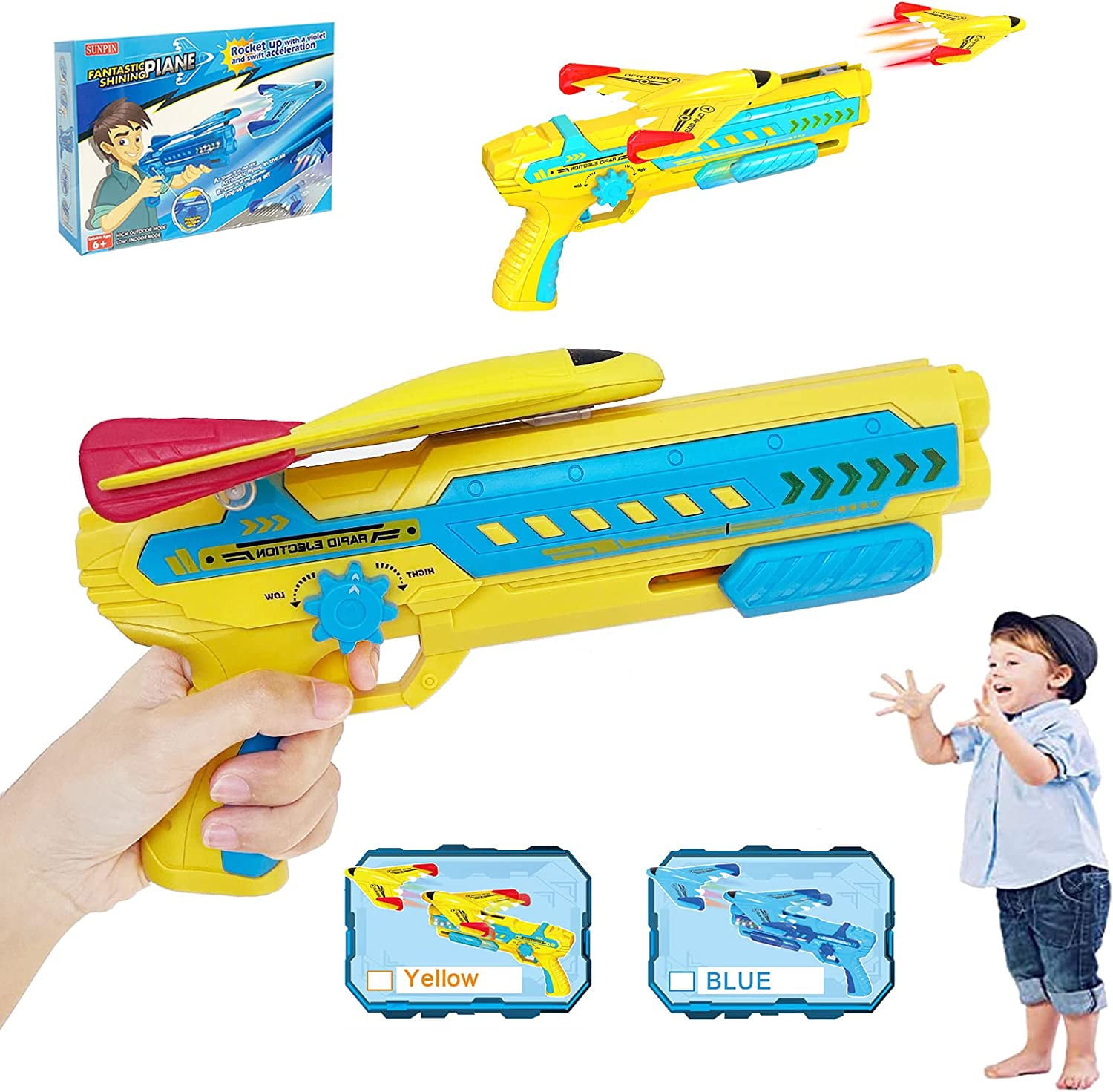SUNPIN Airplane Toy Outdoor Toy for Kids， 4 5 6 7 8 Years Old Boy Birthday Gift-Yellow