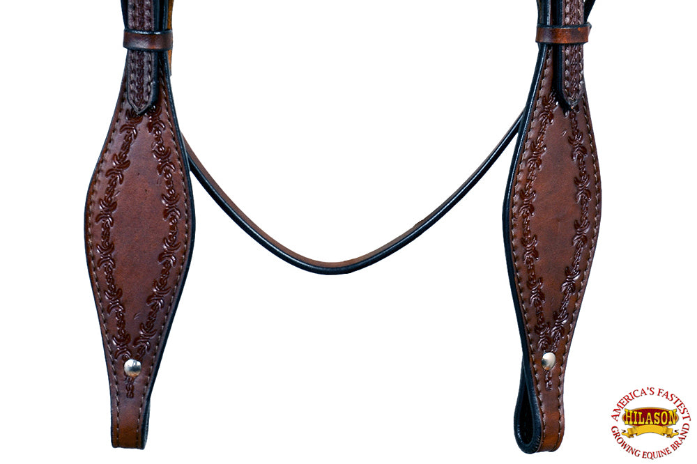 65BH Western Horse Headstall Tack Bridle American Leather Barb Wire Hilason