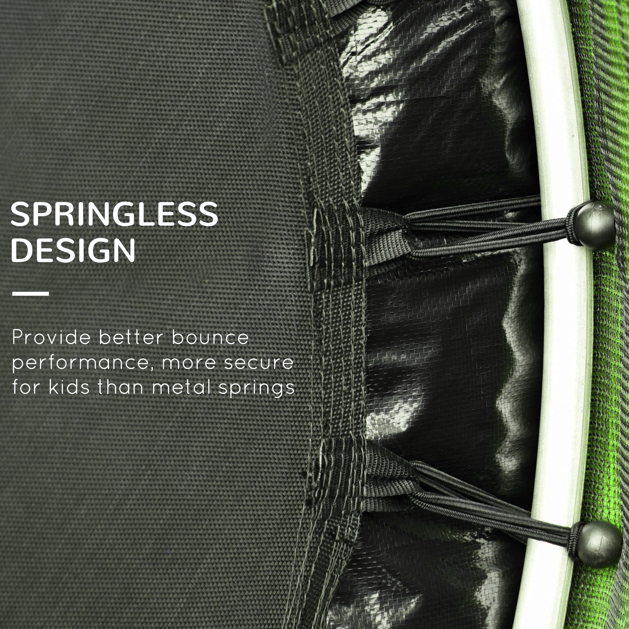 Outsunny Î¦5FT Kids Trampoline with Enclosure Net， Springless Design， Safety Pad and Steel Frame for Indoor Outdoor， Toddler Round Bouncer for Age 3 to 6 Years Green