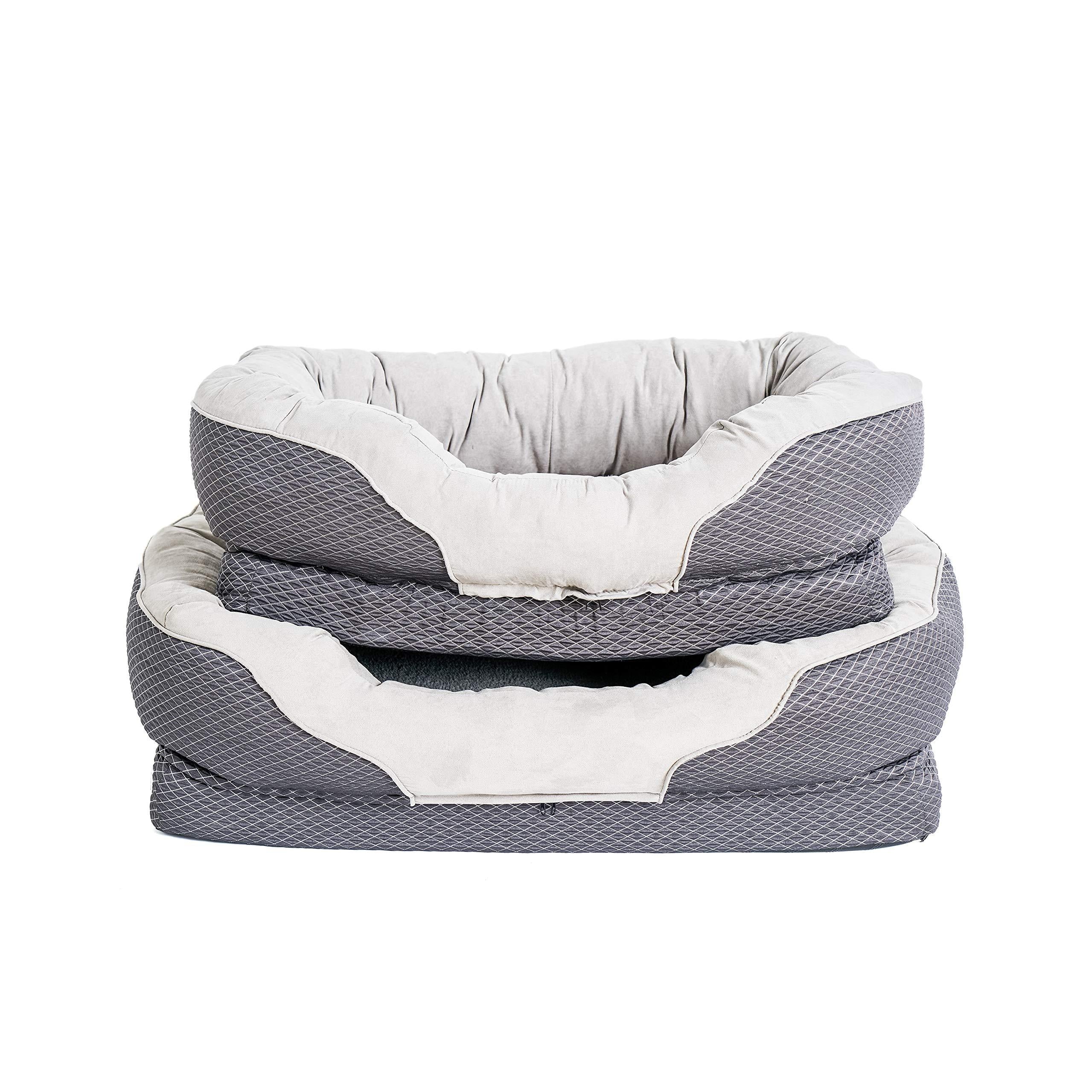 BarksBar Snuggly Sleeper Solid Foam Orthopedic Dog Bed， Medium， Gray