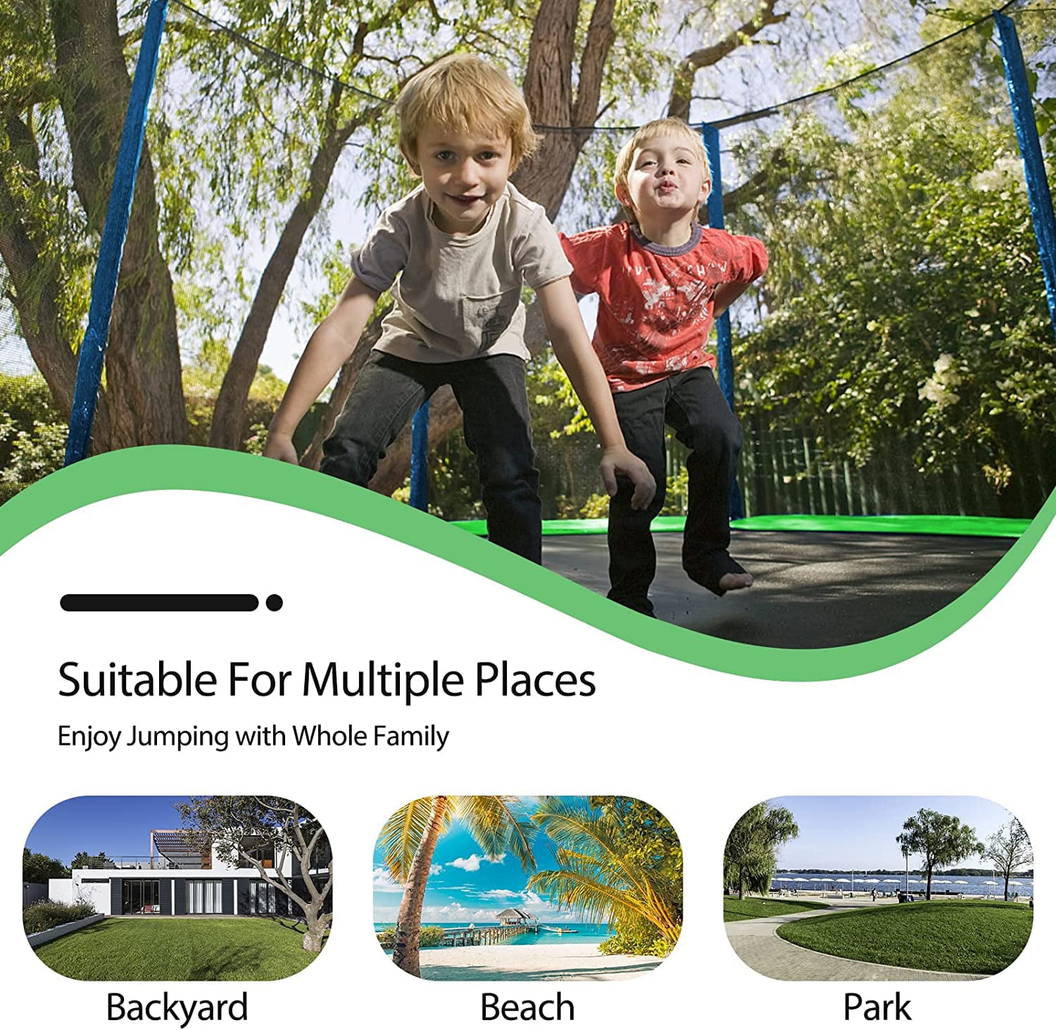 LISUEYNE 12ft Trampoline with Slide and Swing，Recreational Trampoline with Basketball Hoop and Ladder，Outdoor Fitness Trampoline for Kids Adults，1000 LBS Weight Capacity