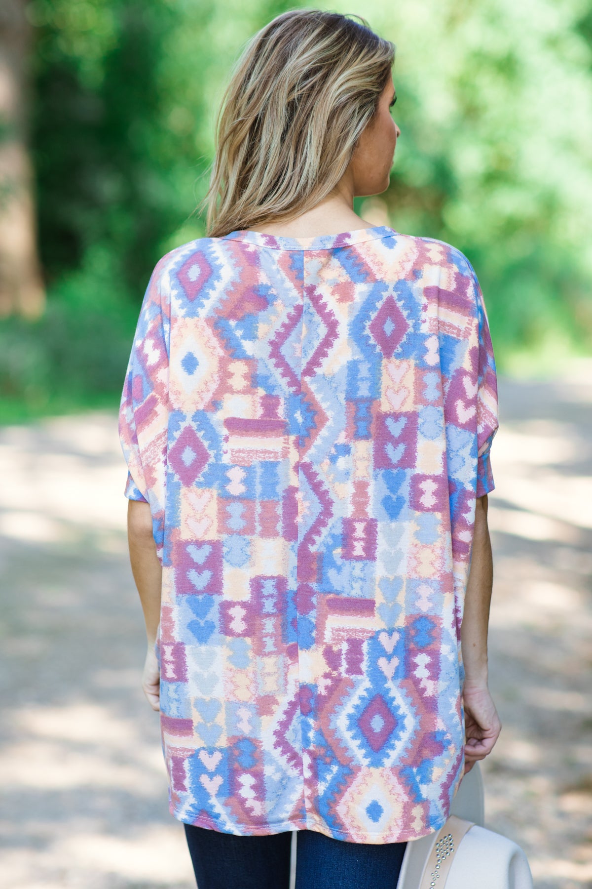 Dusty Rose and Peach Aztec Print Top